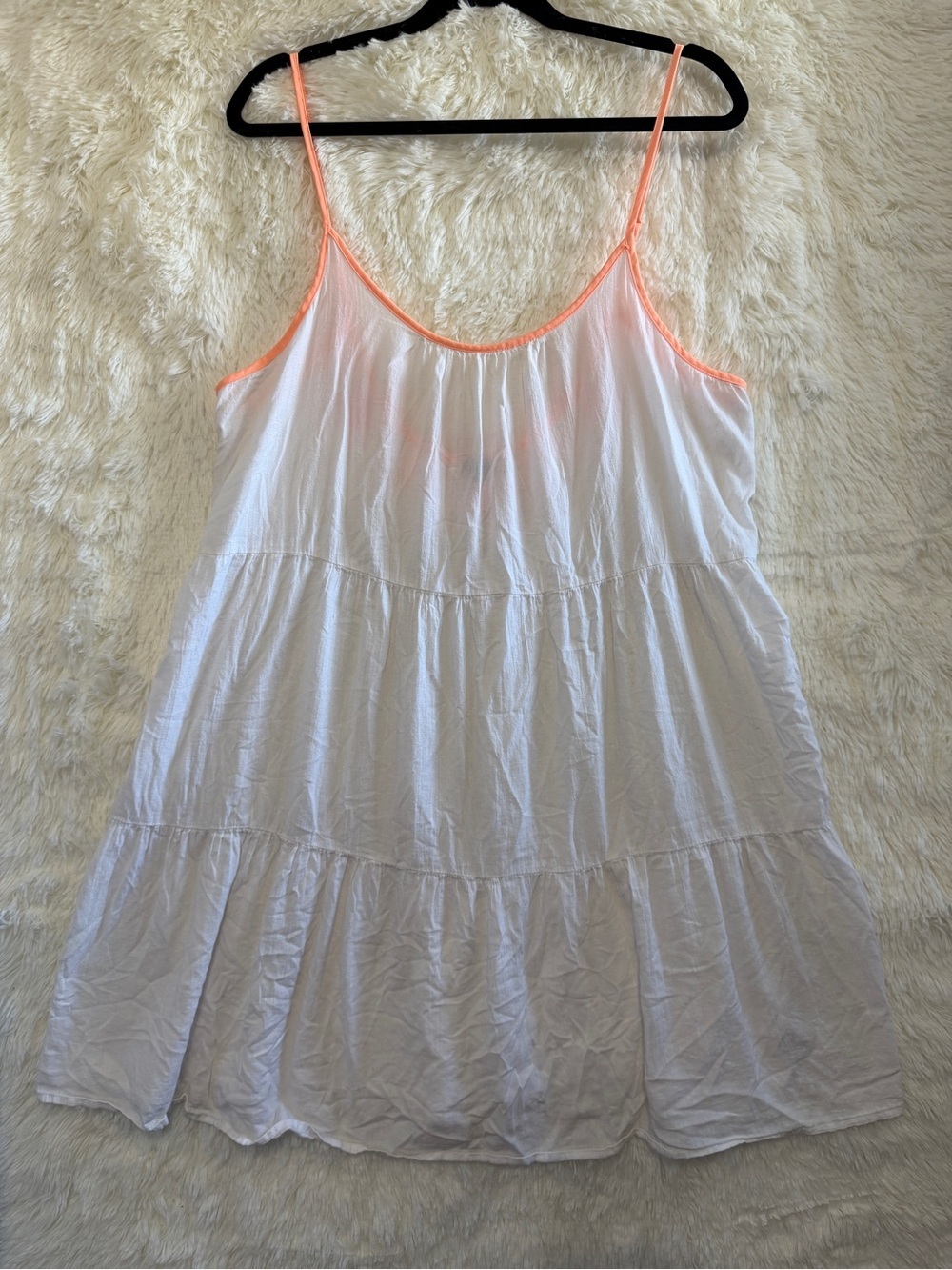 Aerie Womens Boho Tiered Beach Coverup Dress Size XL White Cotton Summer Tassels